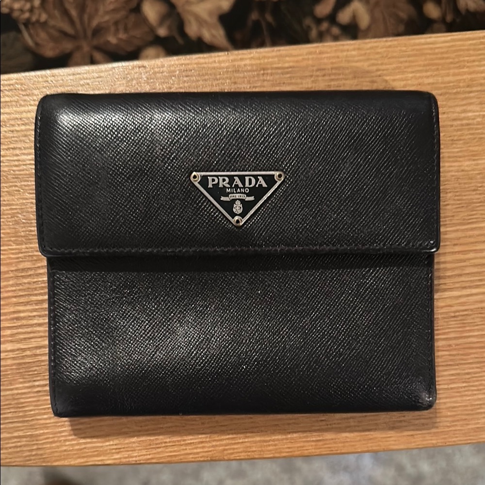 Prada Saffiano Black Leather Wallet
